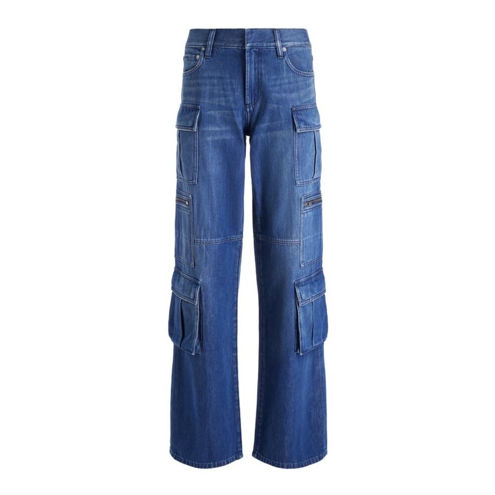 Alice + Olivia Cay Cargo Wide Leg Baggy Jeans Sz 25 - Picture 2 of 9